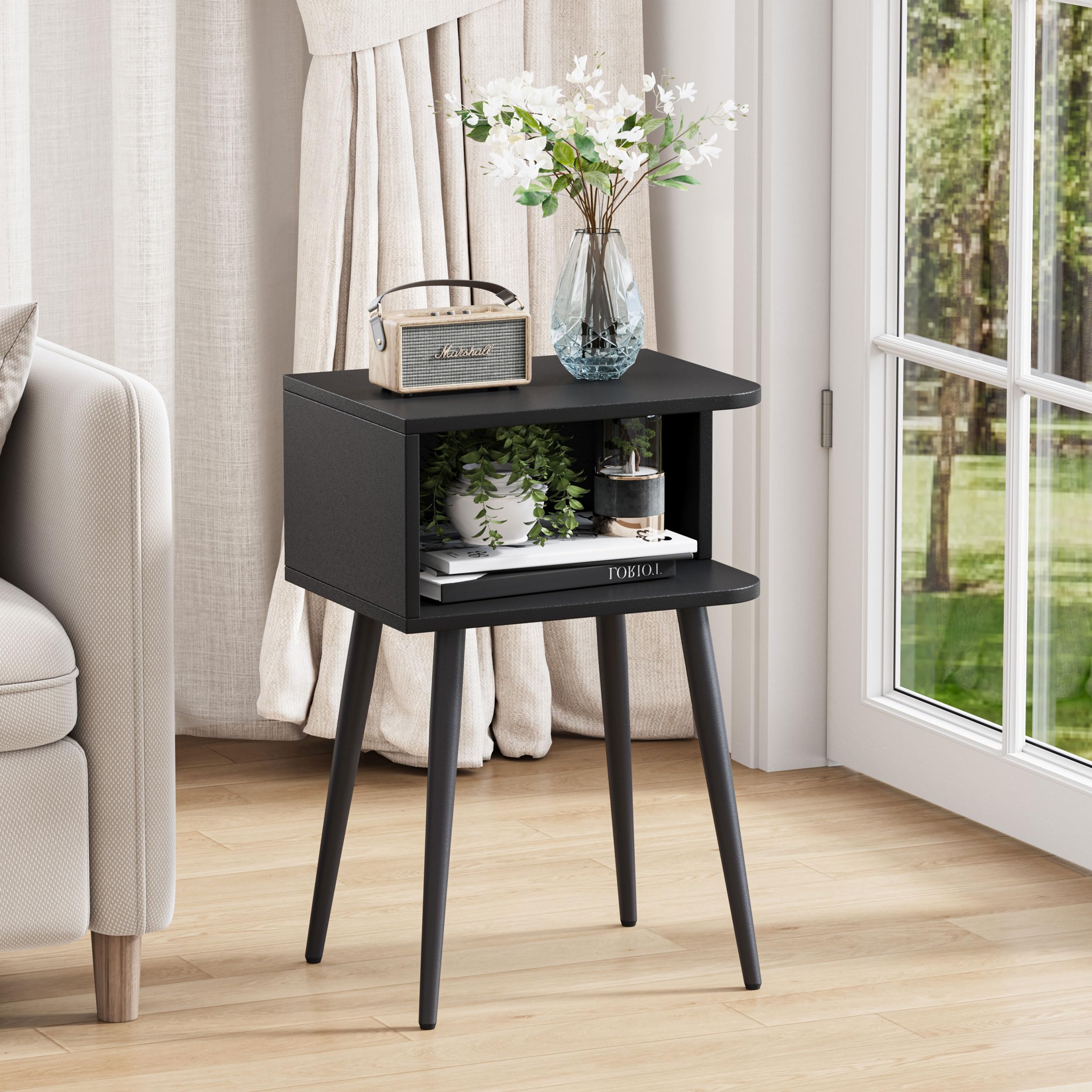 MMEOLUOOK black nightstand 2-pack bedroom setup offers versatile styling