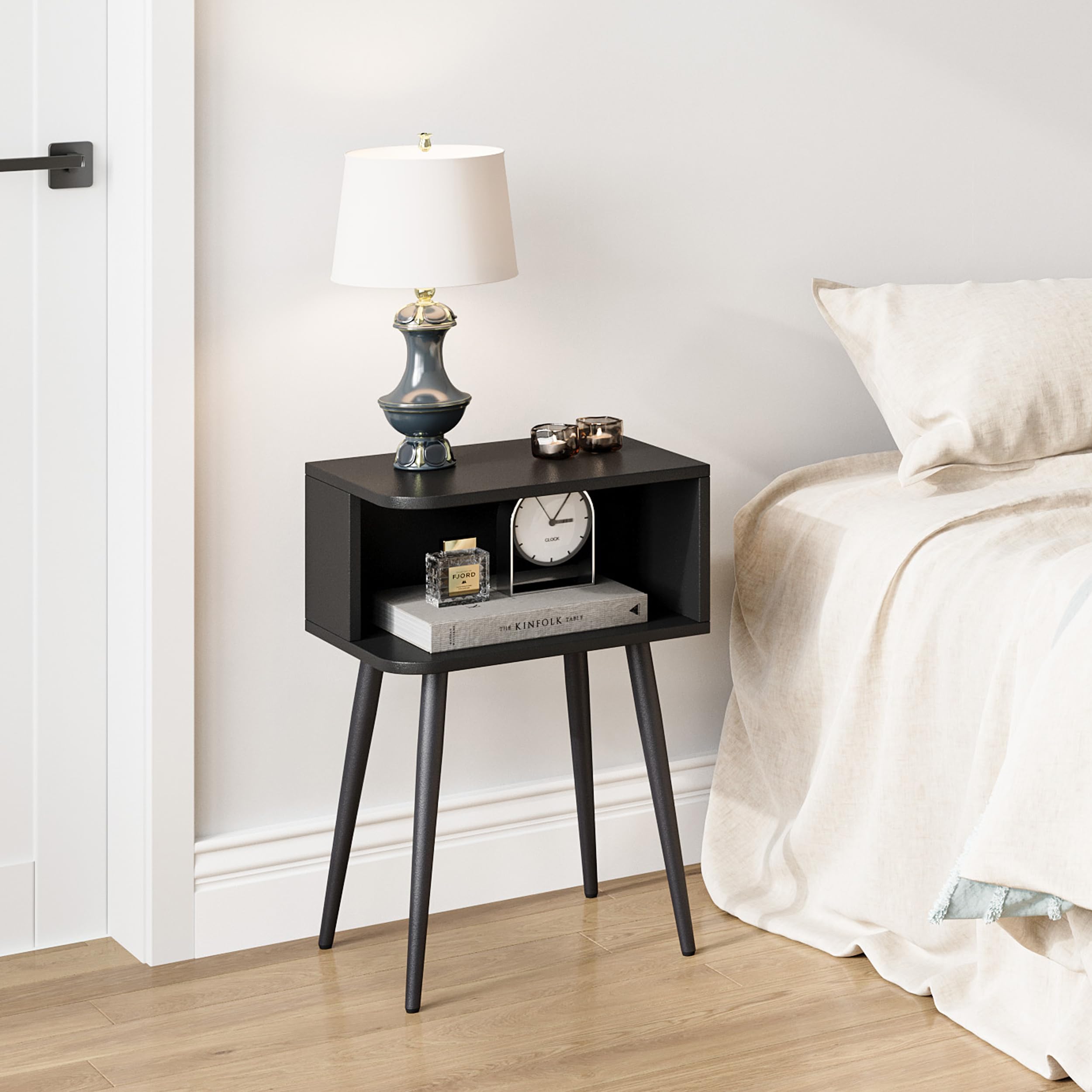 MMEOLUOOK black nightstand 2-pack compact dimensions fit small rooms gracefully