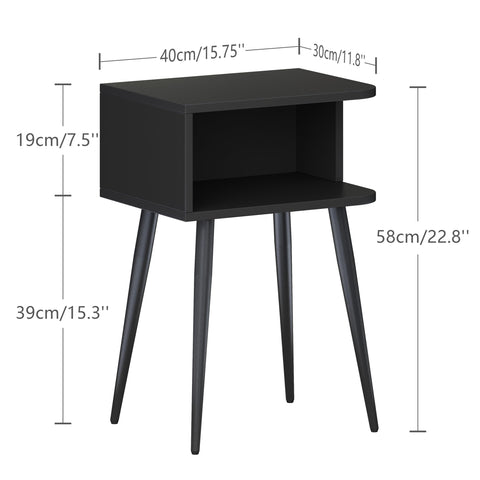 MMEOLUOOK black nightstand 2-pack open storage for remotes, lamps, and books
