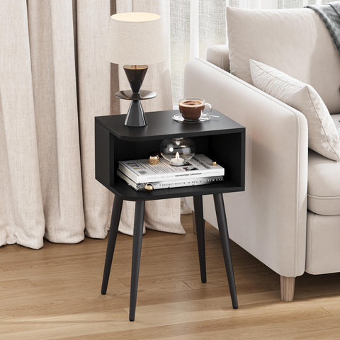 MMEOLUOOK black nightstand 2-pack two-tier shelves provide easy everyday access