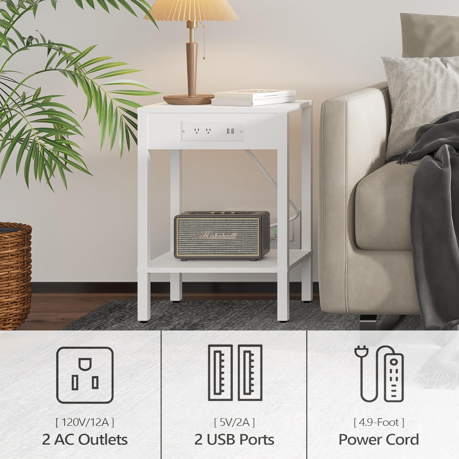 MMEOLUOOK long 4.9 ft power cord enables flexible placement.