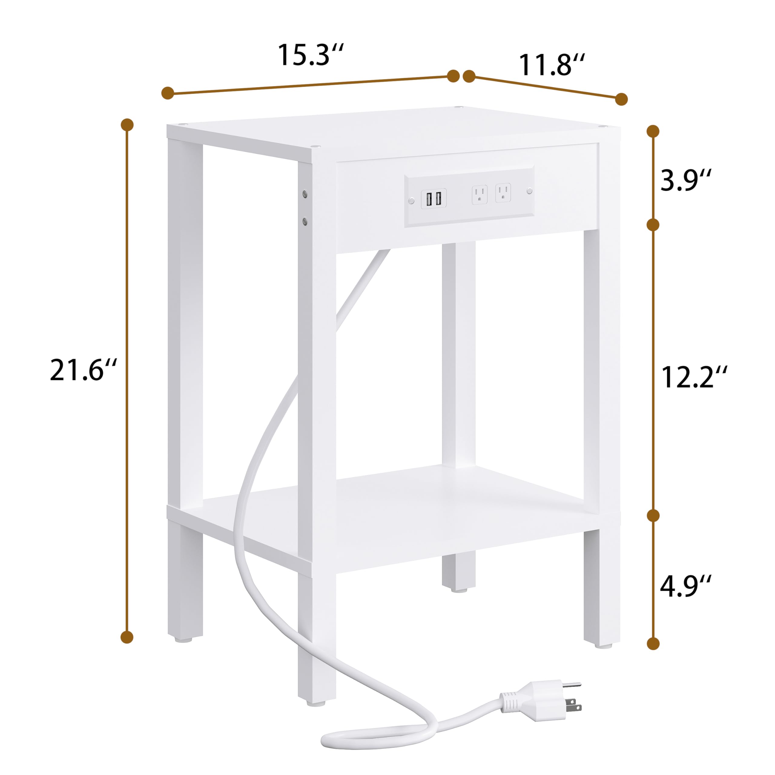 MMEOLUOOK modern white side table enhances small spaces with style.