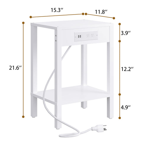MMEOLUOOK modern white side table enhances small spaces with style.