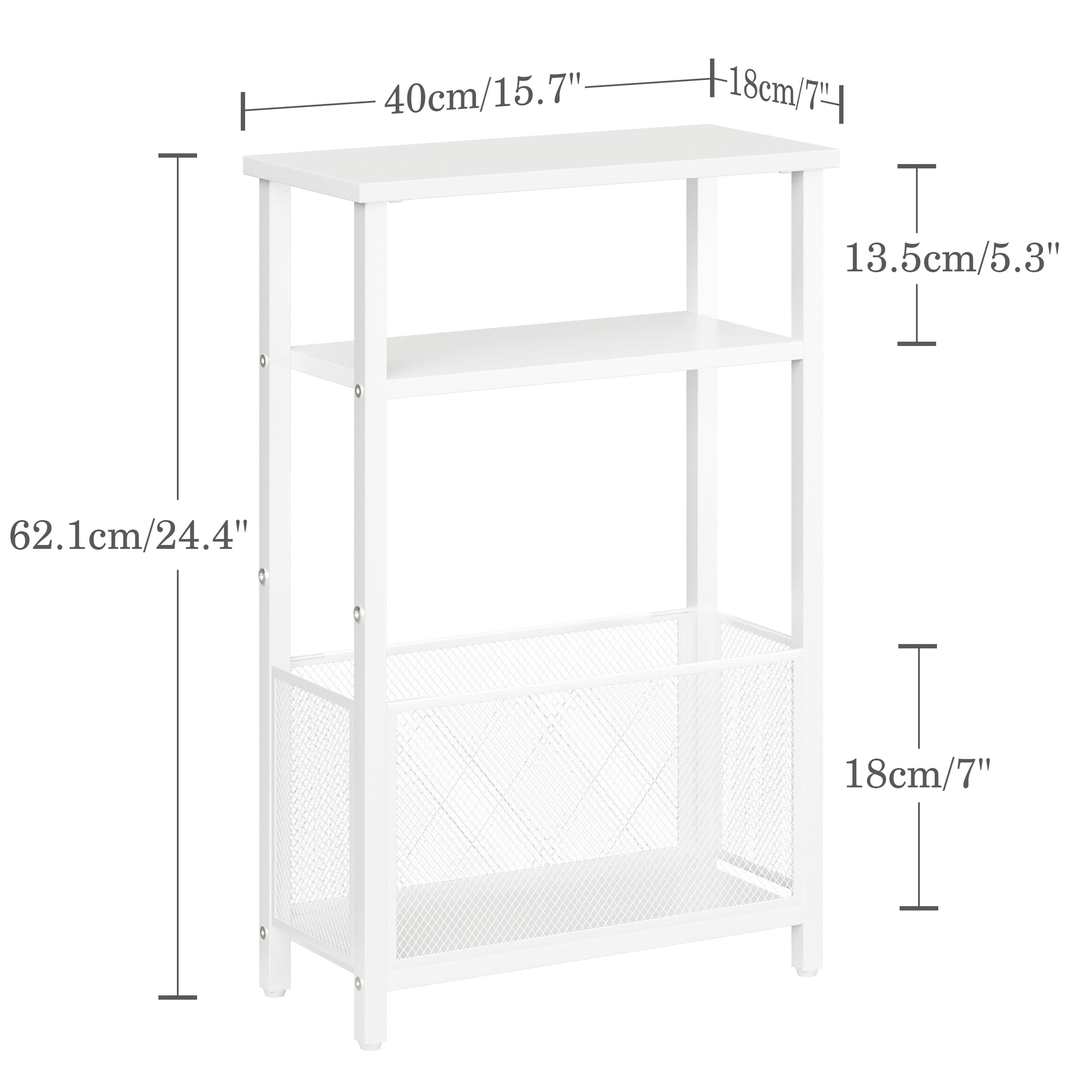 MMEOLUOOK narrow side table 3-tier design with adjustable feet for stability.