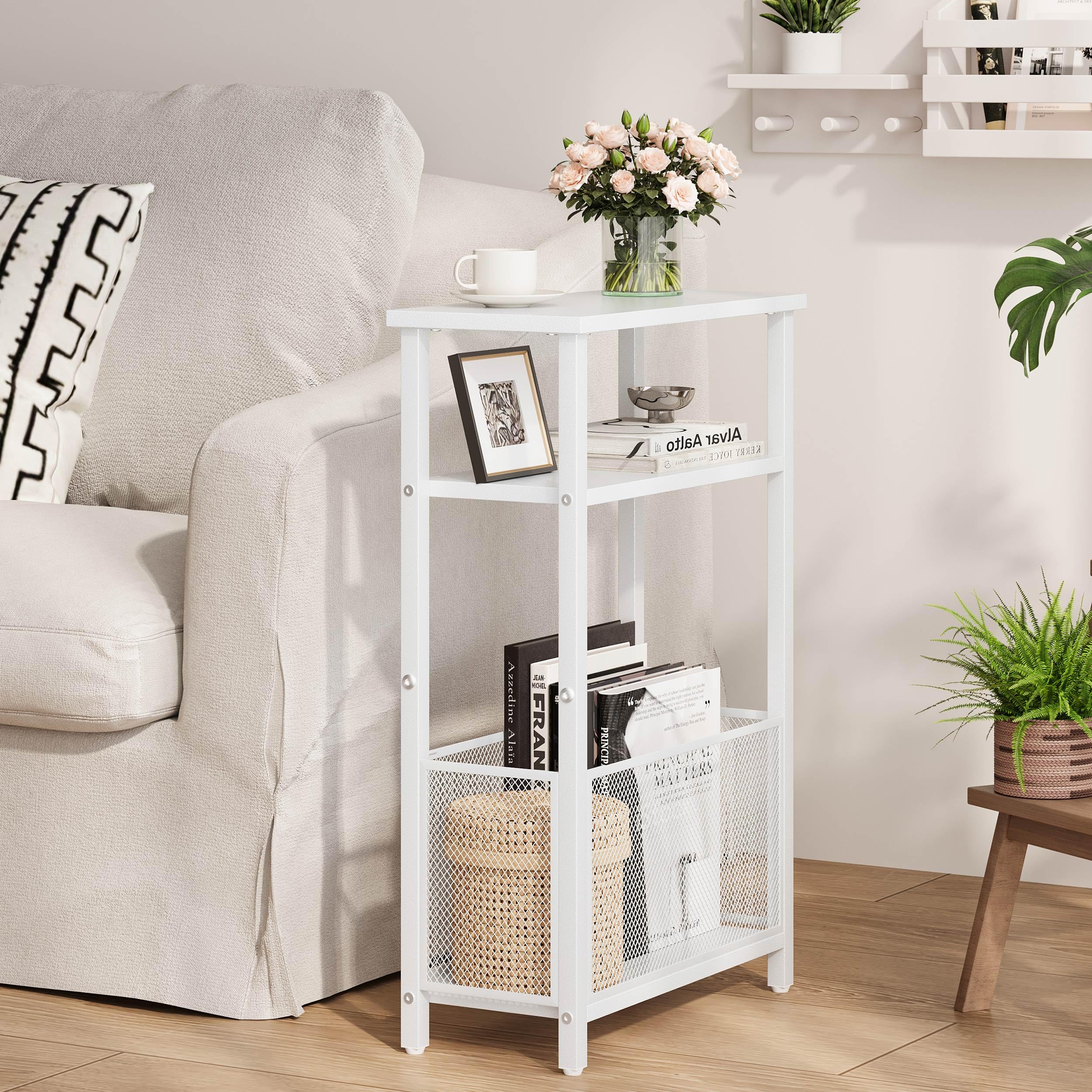 MMEOLUOOK narrow side table with metal-frame provides durable daily use.
