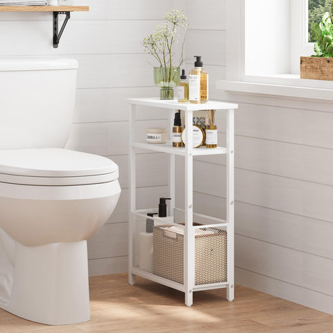MMEOLUOOK white finish slim table complements modern interiors.