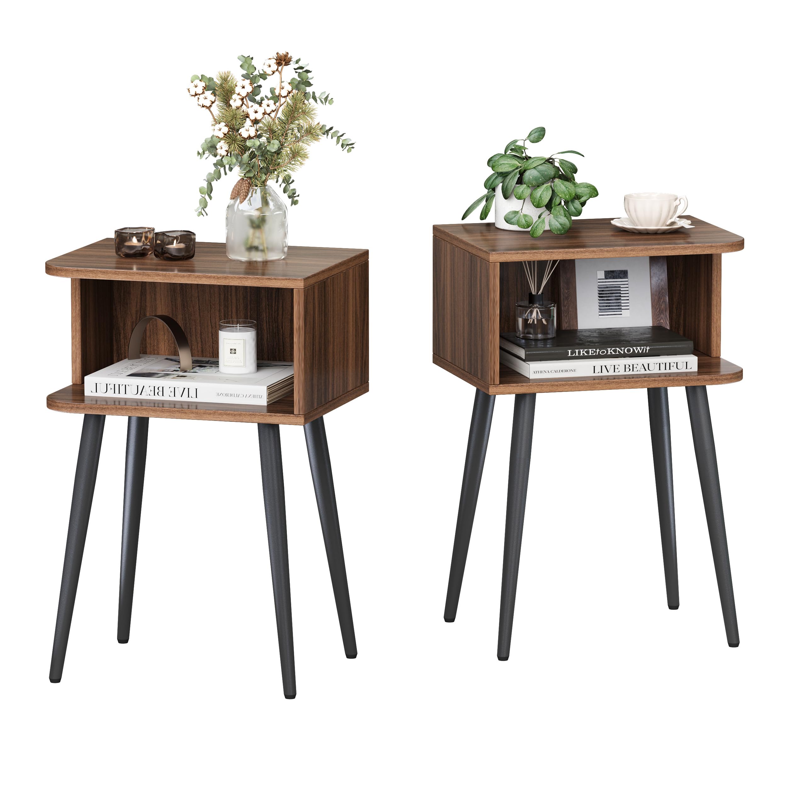 MMEOLUOOK nightstand set 2 with open storage ideal for easy access in small spaces
