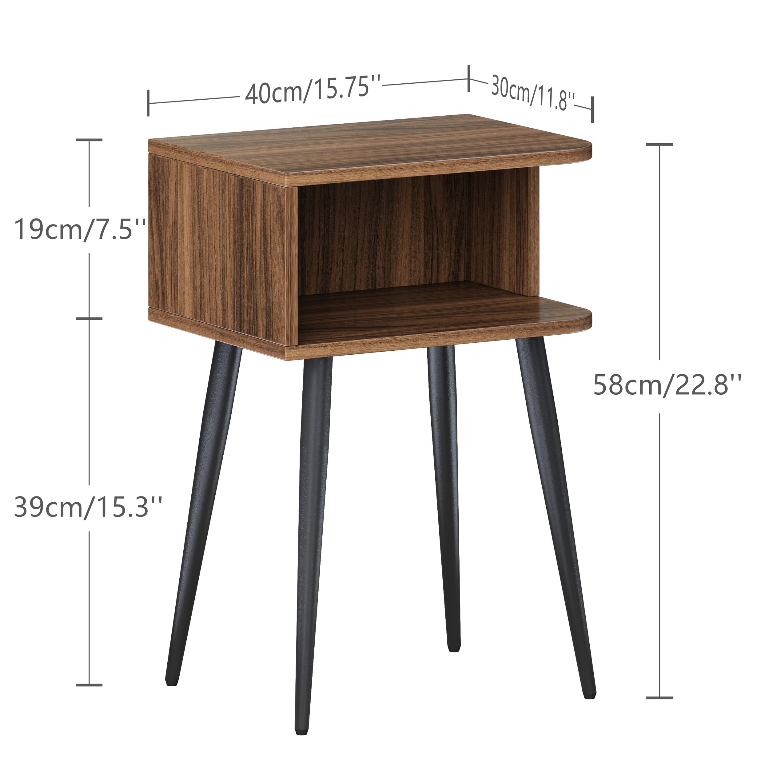 MMEOLUOOK side table with two-tier storage keeps essentials organized