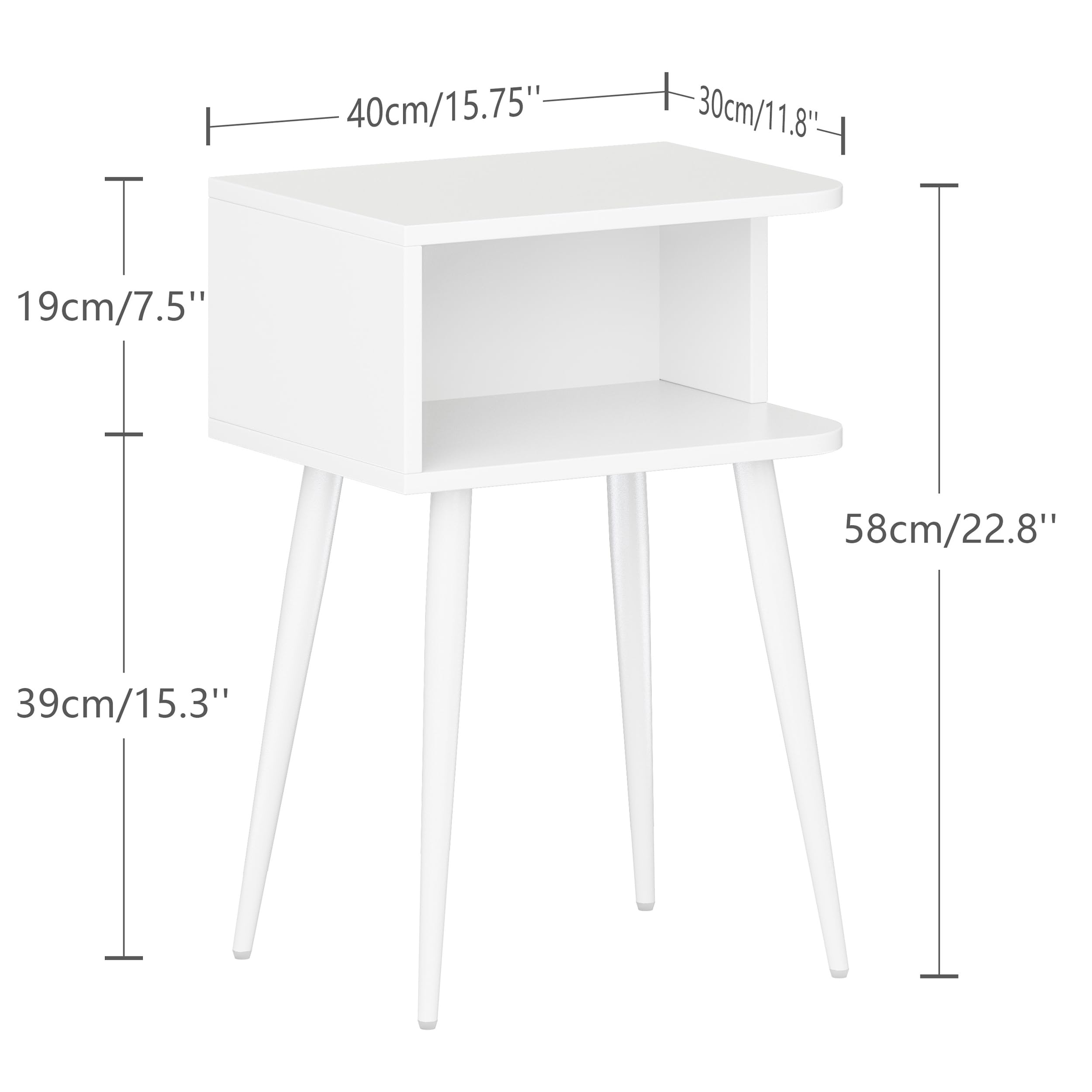 MMEOLUOOK White Nightstand mid-century detail highlight, versatile beside sofa or bed.