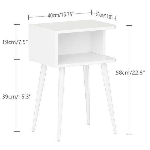 MMEOLUOOK White Nightstand mid-century detail highlight, versatile beside sofa or bed.
