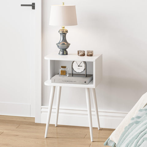 MMEOLUOOK White Nightstand Set 2 open storage display, easy reach for essentials.