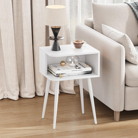 MMEOLUOOK White Nightstand side view, compact and sturdy for daily use.