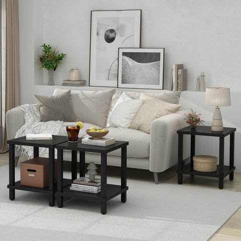 MMEOLUOOK compact end table with a sleek black finish.