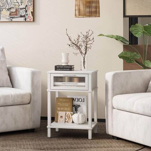 MMEOLUOOK modern mid-century design nightstand in white