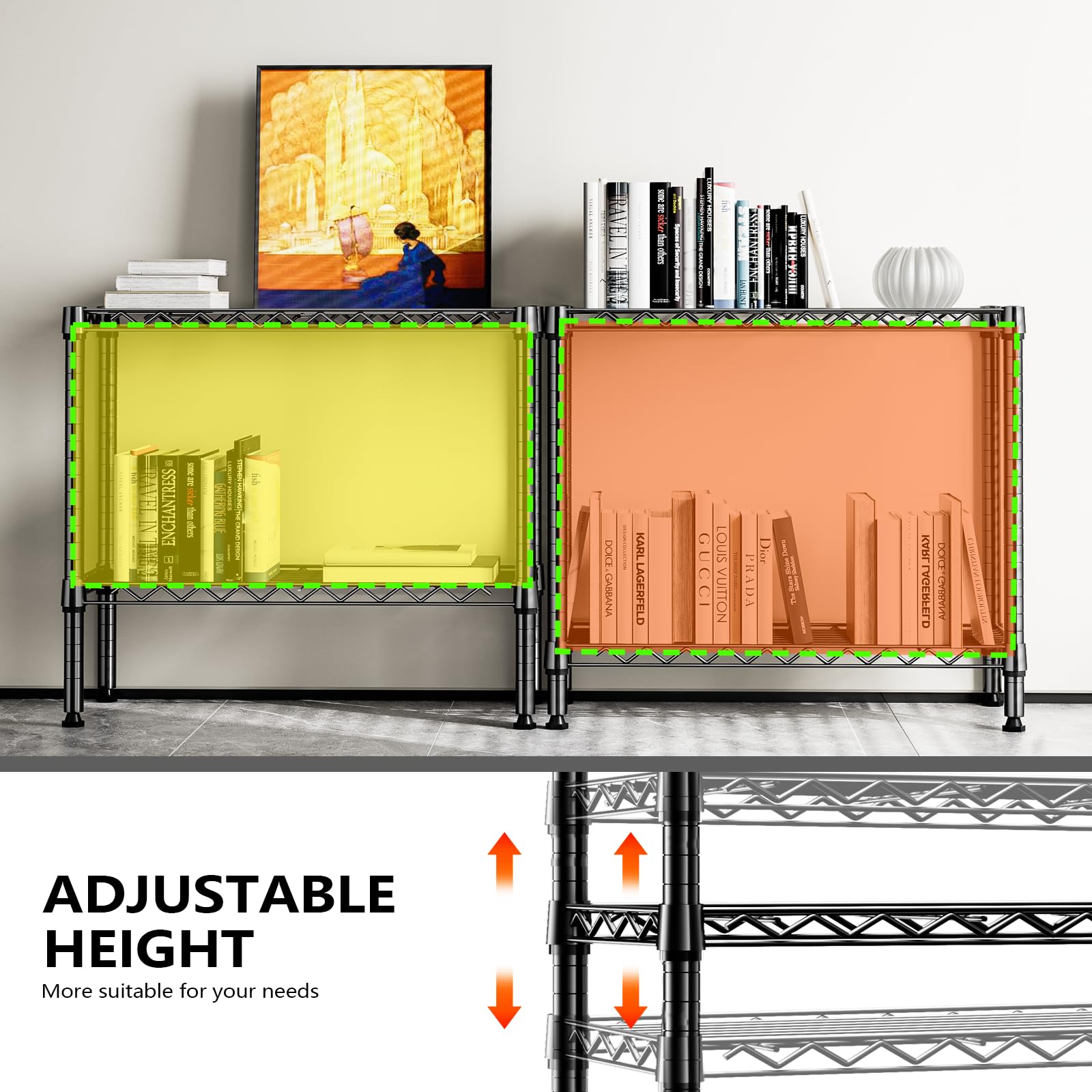 M MZG 2-tier storage rack in kitchen pantry for organized space