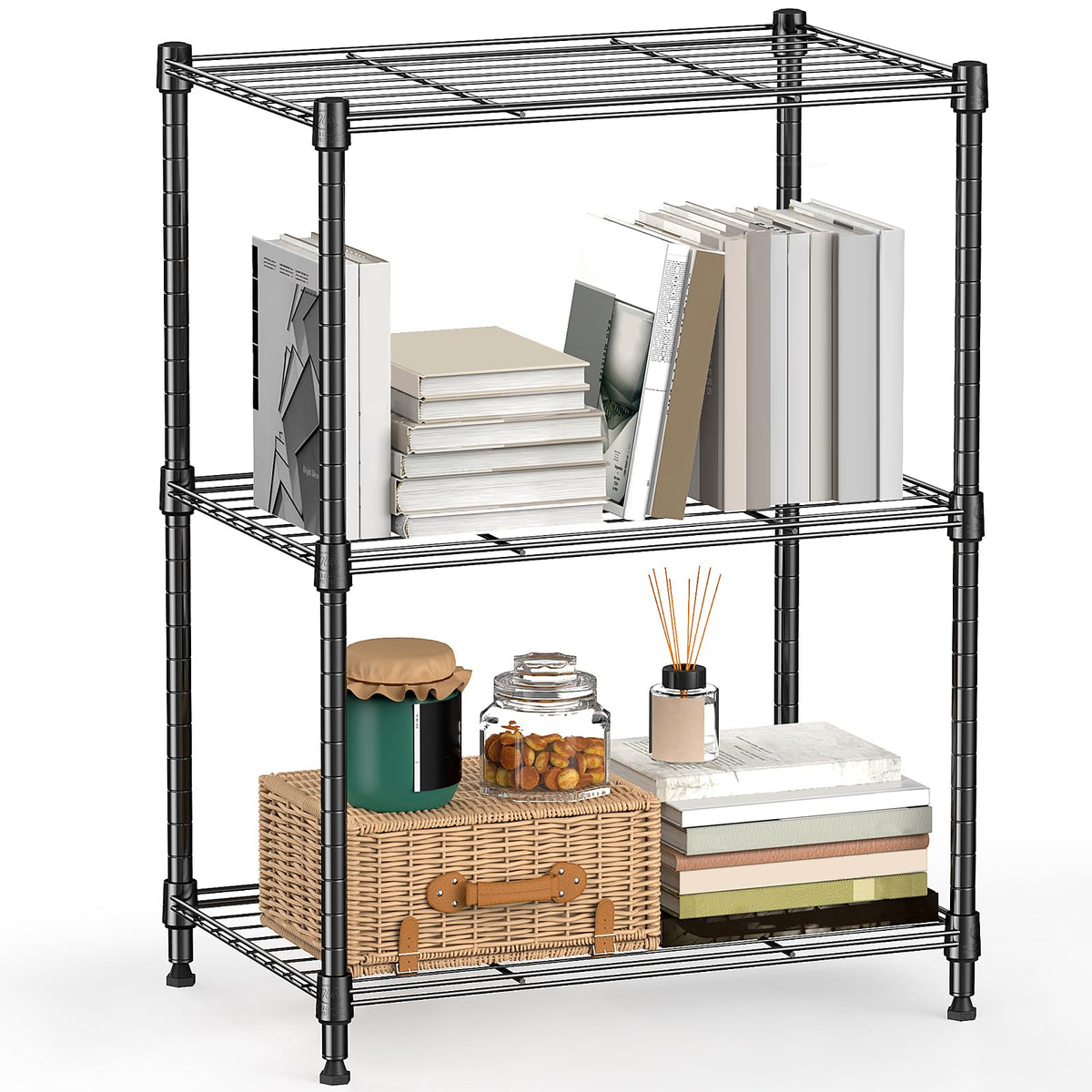 MMZG steel shelving unit front view showing versatile storage capacity