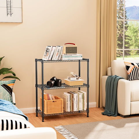 M MZG garage setup with items stored on each shelf for practical storage
