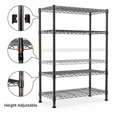 MMZG adjustable shelves in 1 inch increments for versatile item sizes.