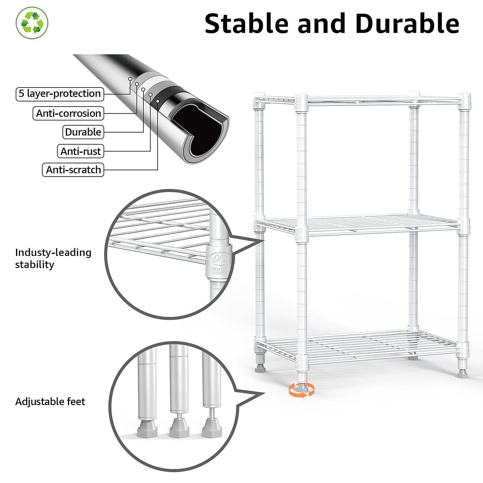 MMZG heavy-duty wire rack supports pantry, tools, and supplies.