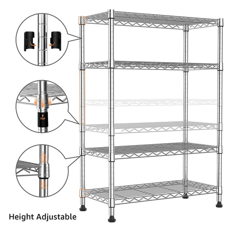 M MZG adjustable shelves enable flexible organization for varying items.