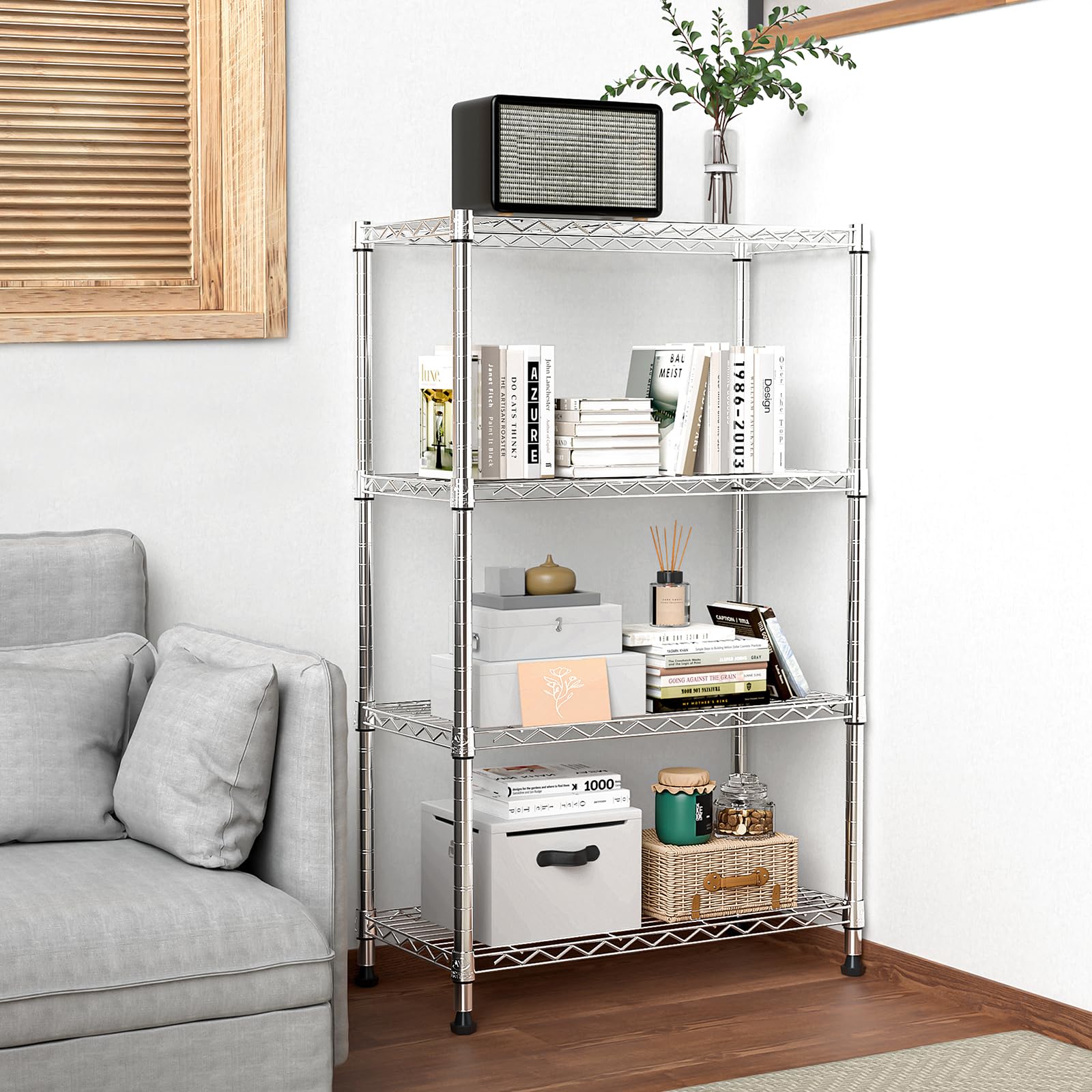 M MZG heavy-duty capacity supports pantry, tools, and office supplies.