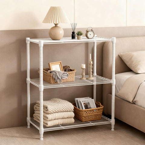MMZG sturdy carbon steel shelving demonstrates durable daily-use storage.