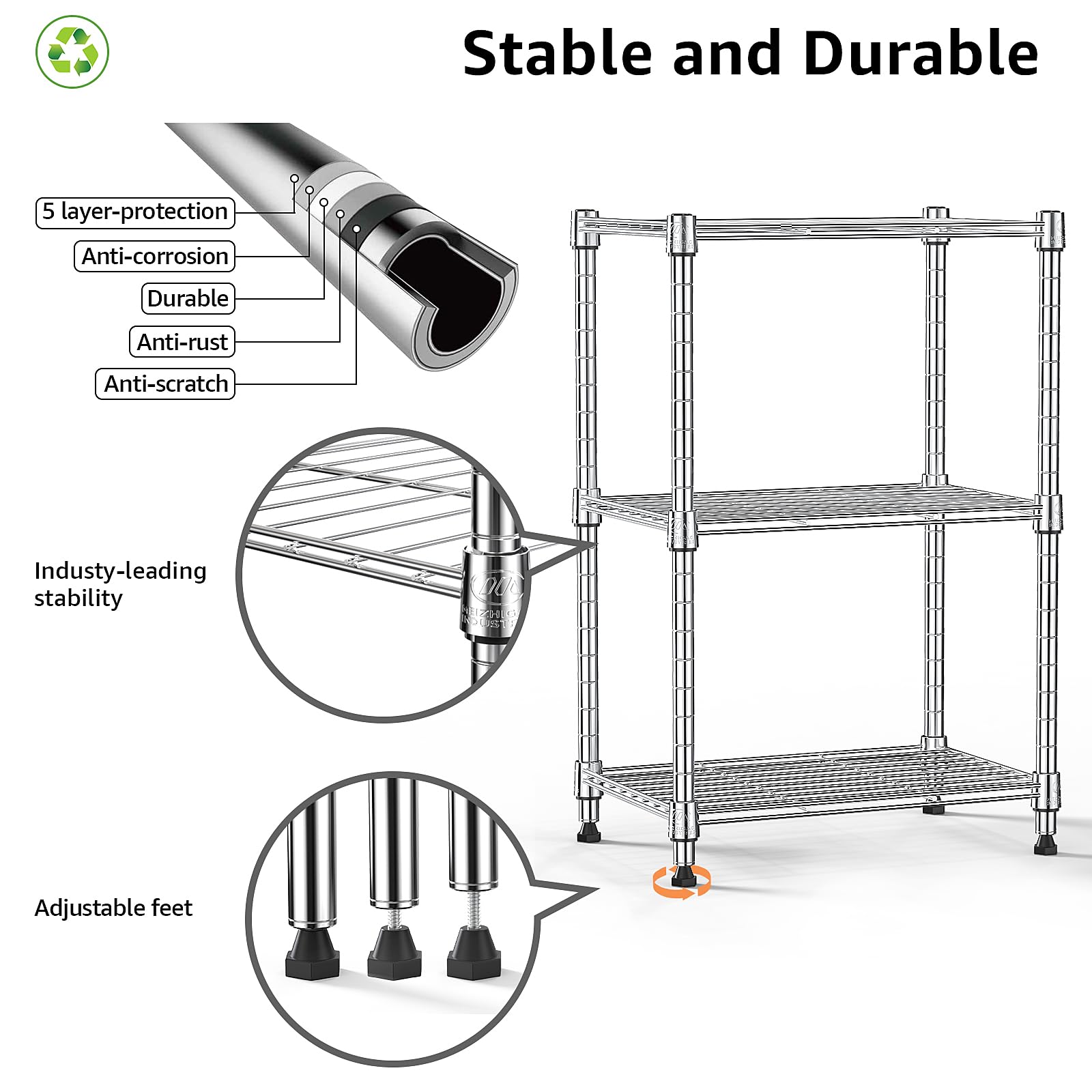 MMZG total unit capacity of 450lbs keeps essentials organized without sag