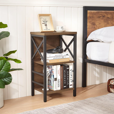 MNEETRUNG rustic brown wood shelves add warm, durable storage to any room.