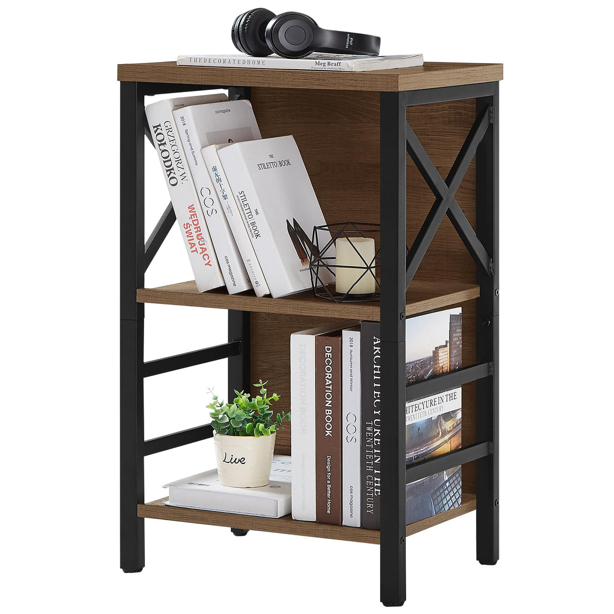 MNEETRUNG small bookshelf with 3-tier design for compact spaces.