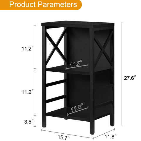 MNEETRUNG black bookcase uses sturdy MDF and metal frame for durability