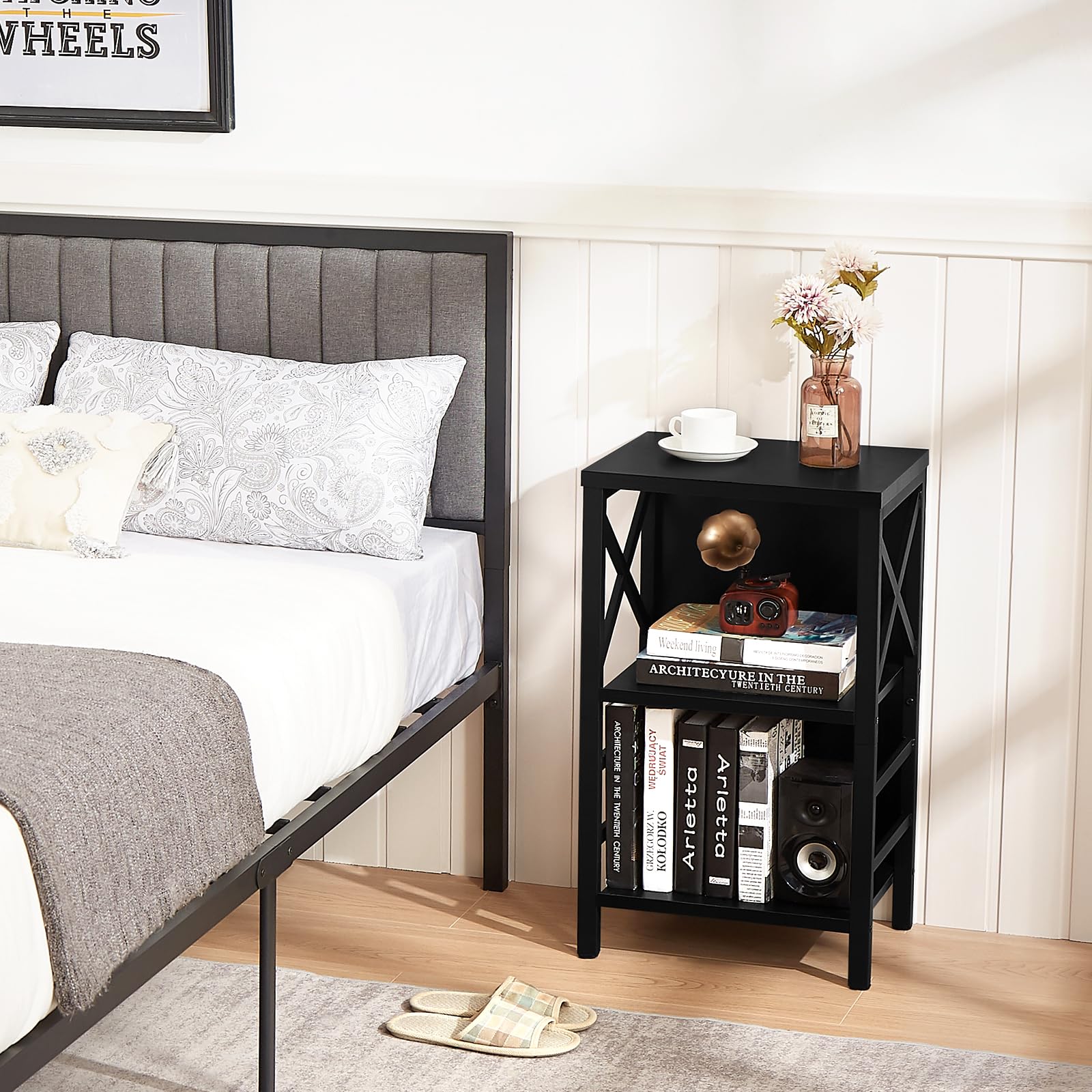 MNEETRUNG bookshelf with adjustable feet stays level on uneven floors