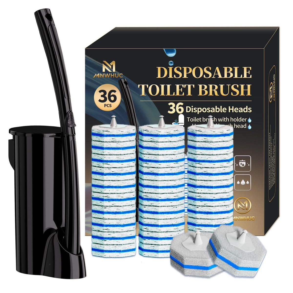 MNWHUC disposable toilet bowl brush with holder for mess-free bathroom cleaning.