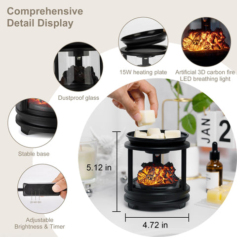 MOAFINA campfire wax warmer metal and glass construction close-up