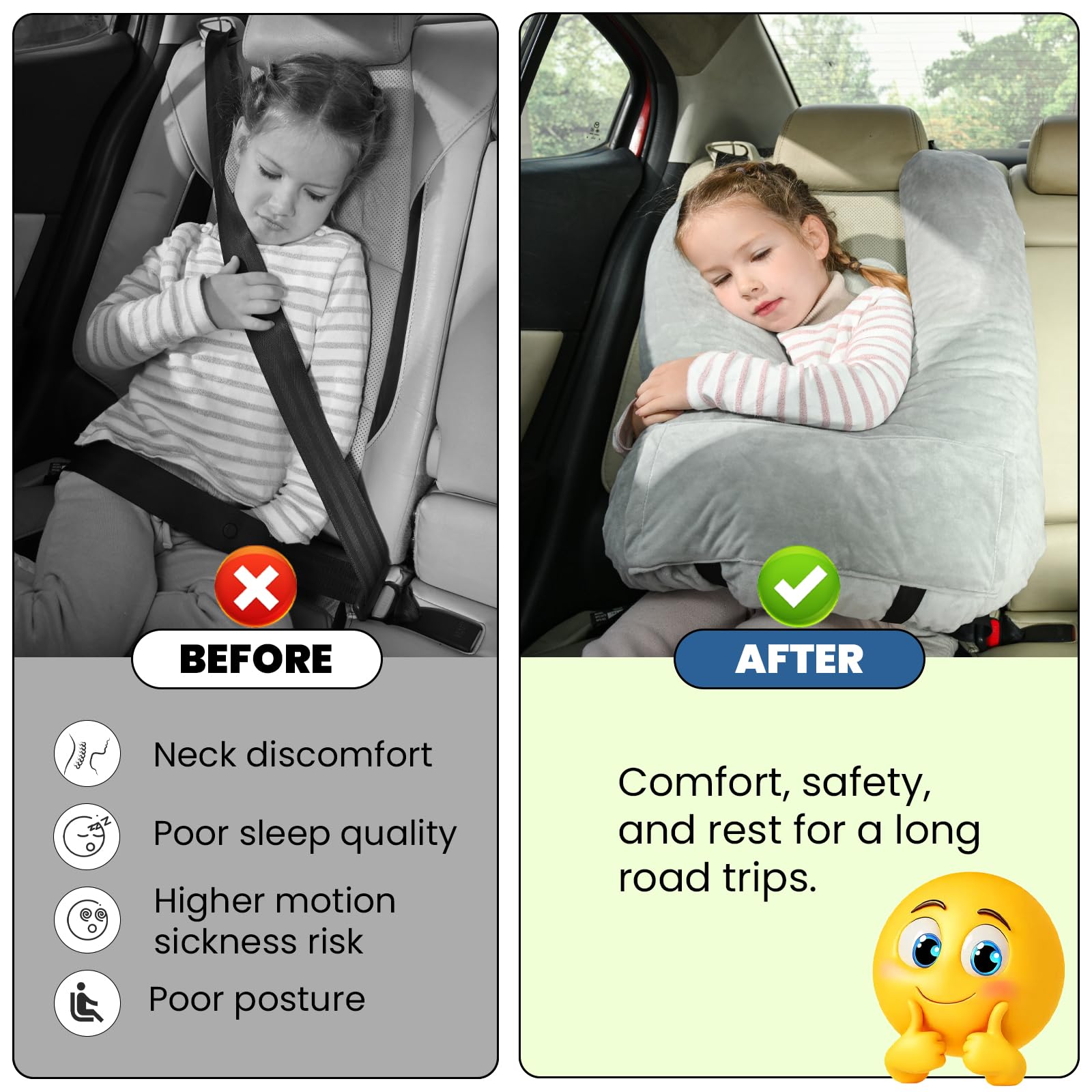 MOAOO Travel Pillow ergonomic U-shaped design supports head and neck in car