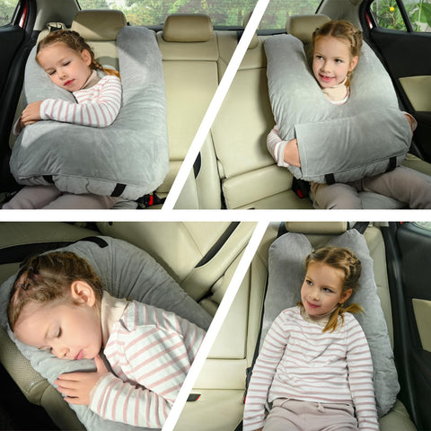MOAOO Travel Pillow gray car-seat compatible design fits most vehicles