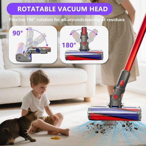 Mochenli 180° and 90° maneuverability enables reach under furniture and tight spaces.