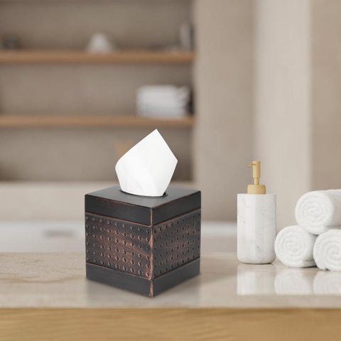 MOCHTERO tissue box cover dark finish blends with modern interiors.