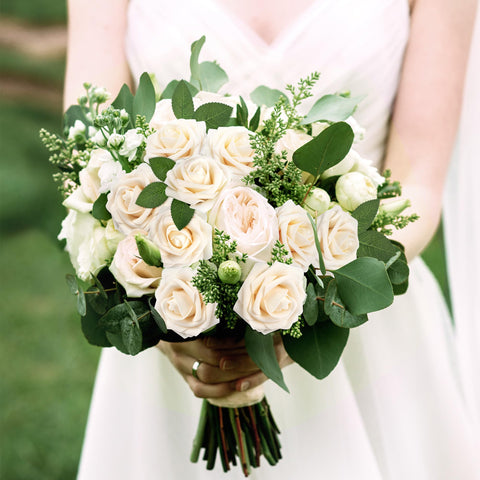 Mocoosy cream rose artificial flowers, soft foam texture creates lasting decorative accents.