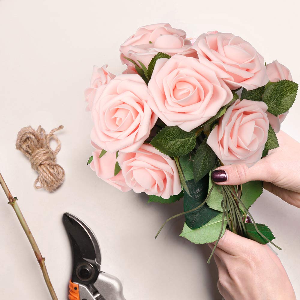 Mocoosy artificial rose stem with metal wire offering durable DIY flexibility.
