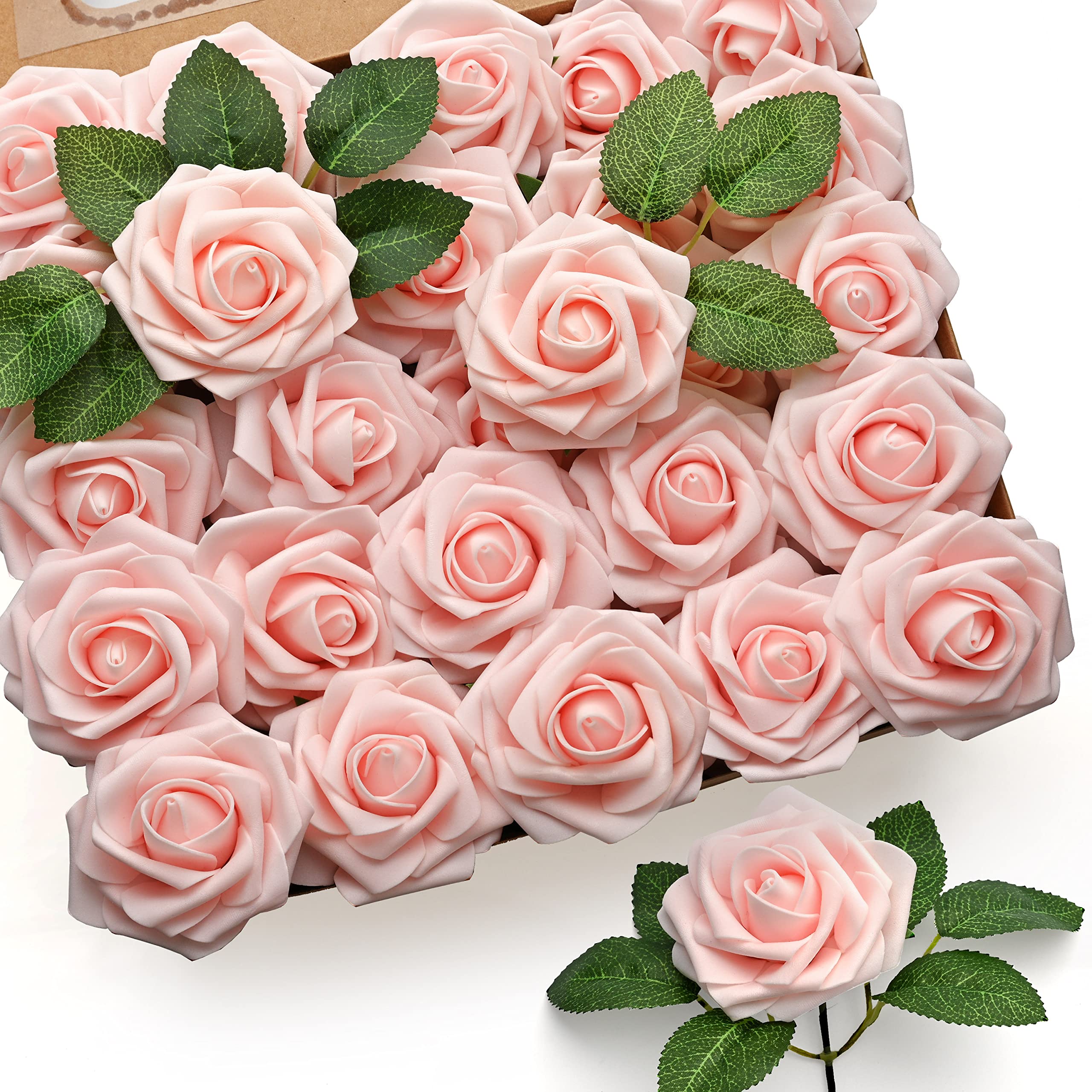 Mocoosy blush foam rose close-up for wedding decor and elegant centerpieces.