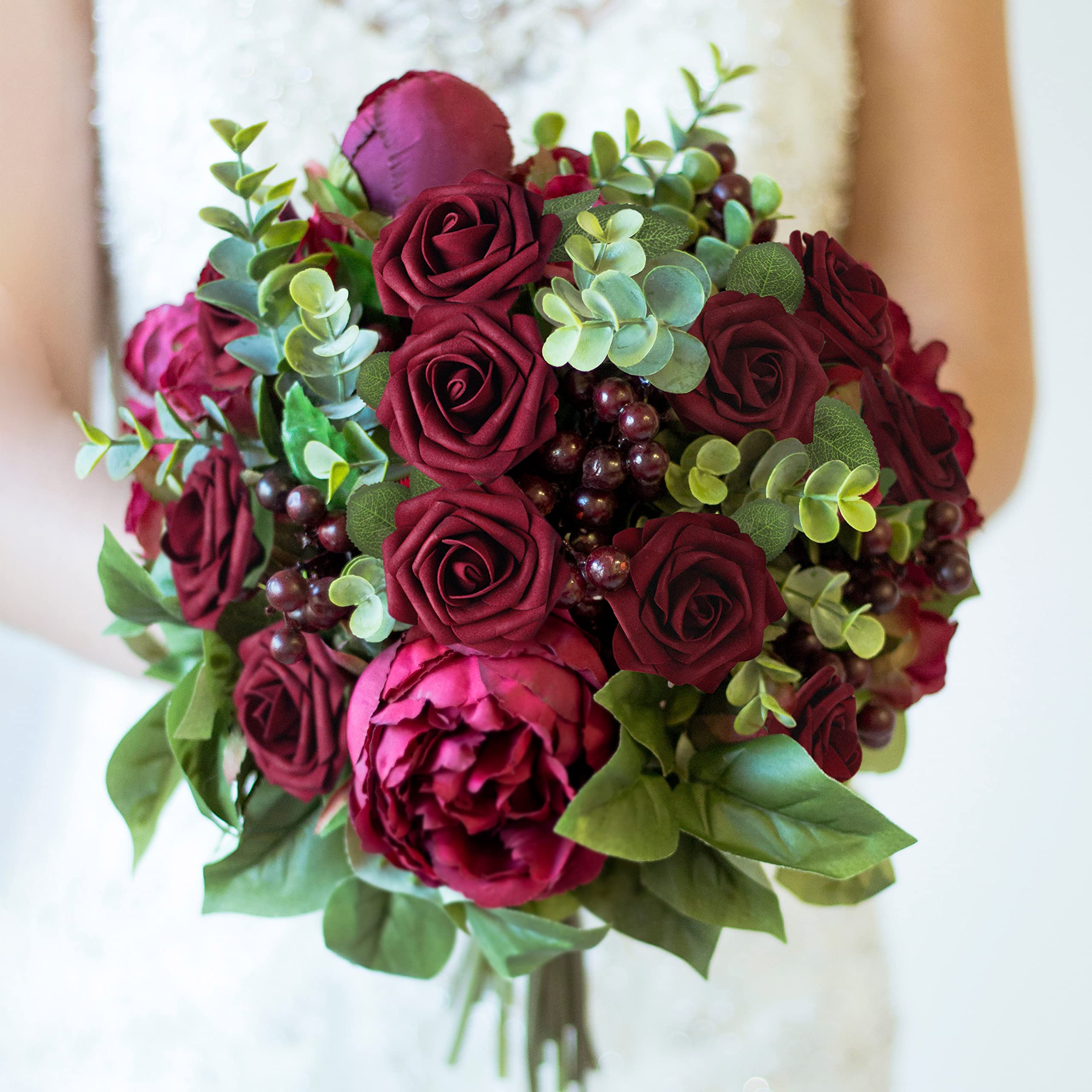 Mocoosy Burgundy artificial stem 8in ideal for DIY bouquets and centerpieces
