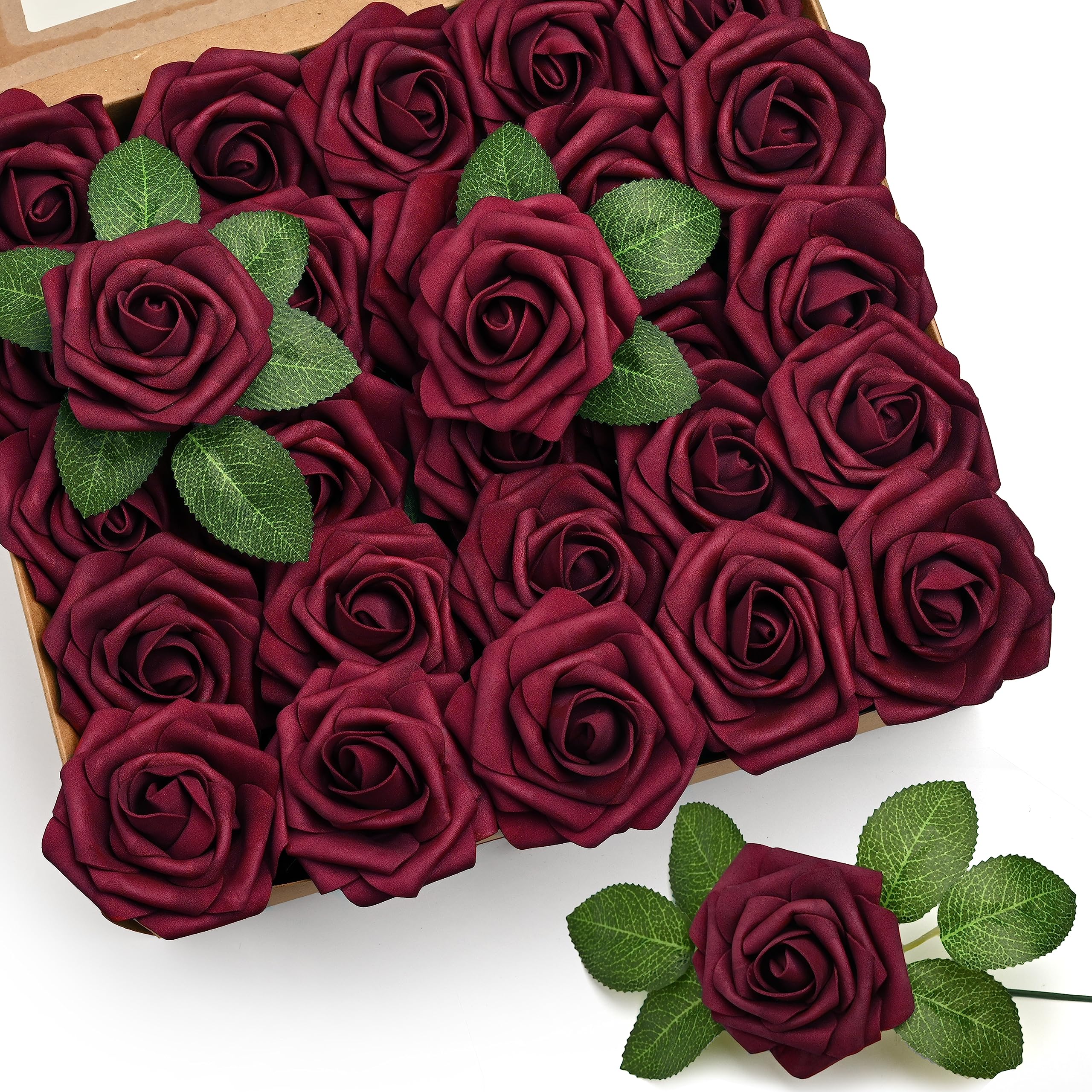 Mocoosy Burgundy rose foam close-up showing velvety, realistic texture for crafts