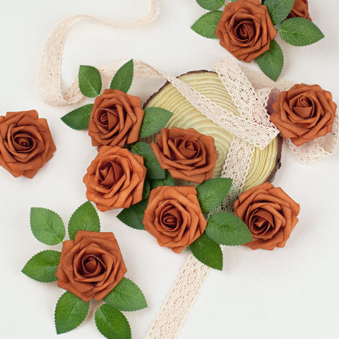 Mocoosy burnt orange rose centerpieces for elegant wedding decor