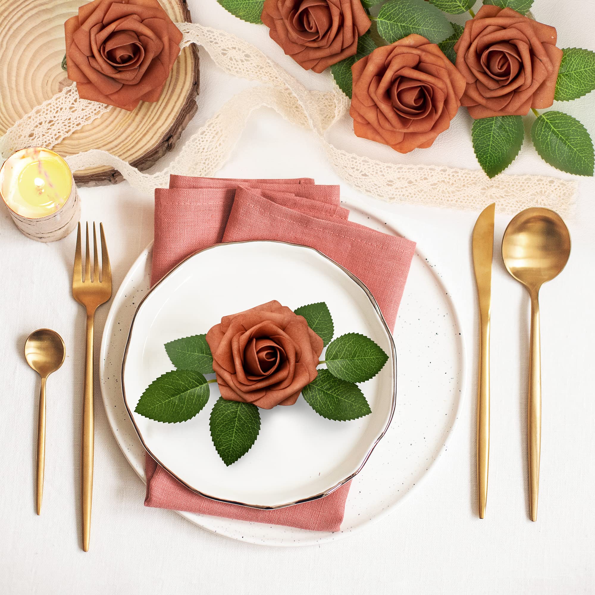 Mocoosy burnt orange rose wedding bouquet with durable stems