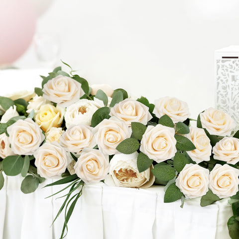 Mocoosy cream rose artificial bulk centerpiece, perfect for elegant table décor.