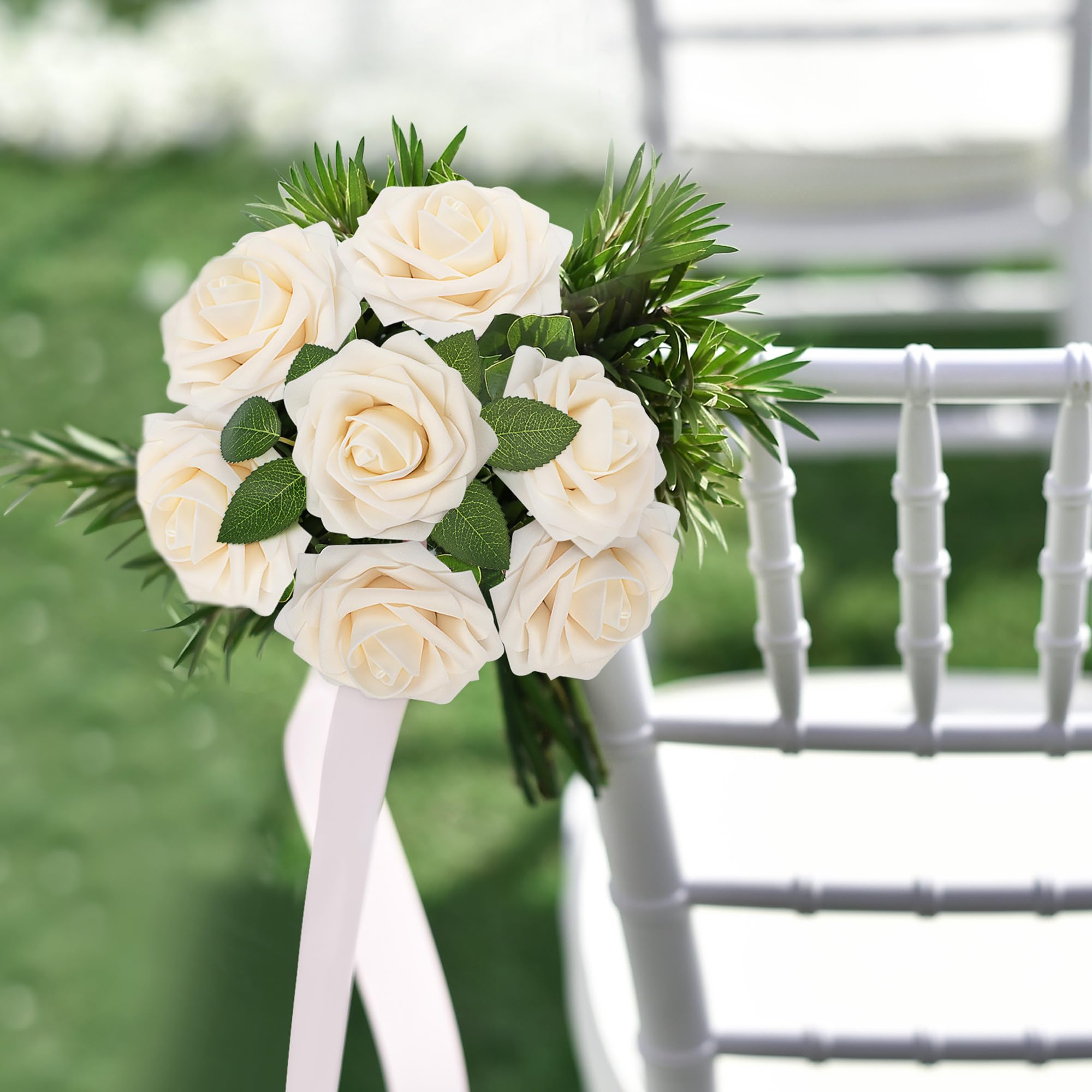 Mocoosy cream rose artificial flower, versatile for bridal showers and Mothers Day.
