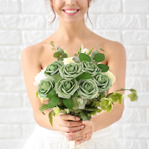 Mocoosy DIY craft with lush green foam roses.
