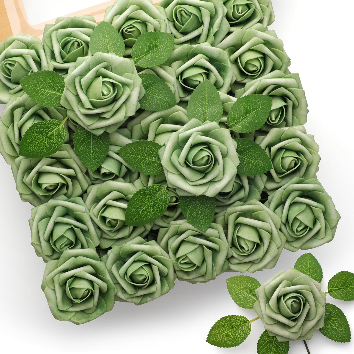 Mocoosy green foam rose bouquet for durable wedding decor.