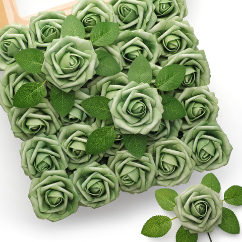Mocoosy green foam rose bouquet for durable wedding decor.