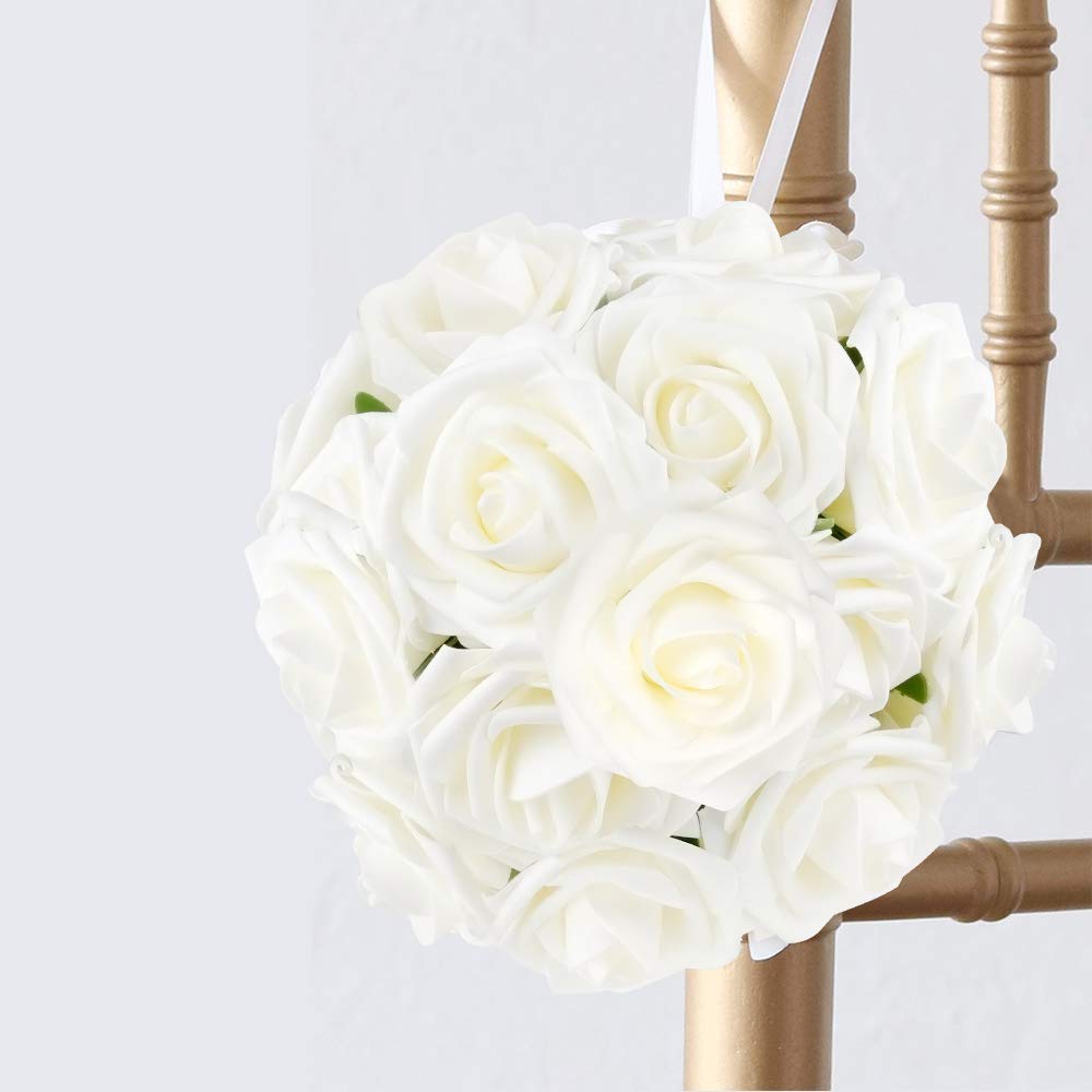 Mocoosy white rose artificial flowers cake decorations for elegant cake accents.